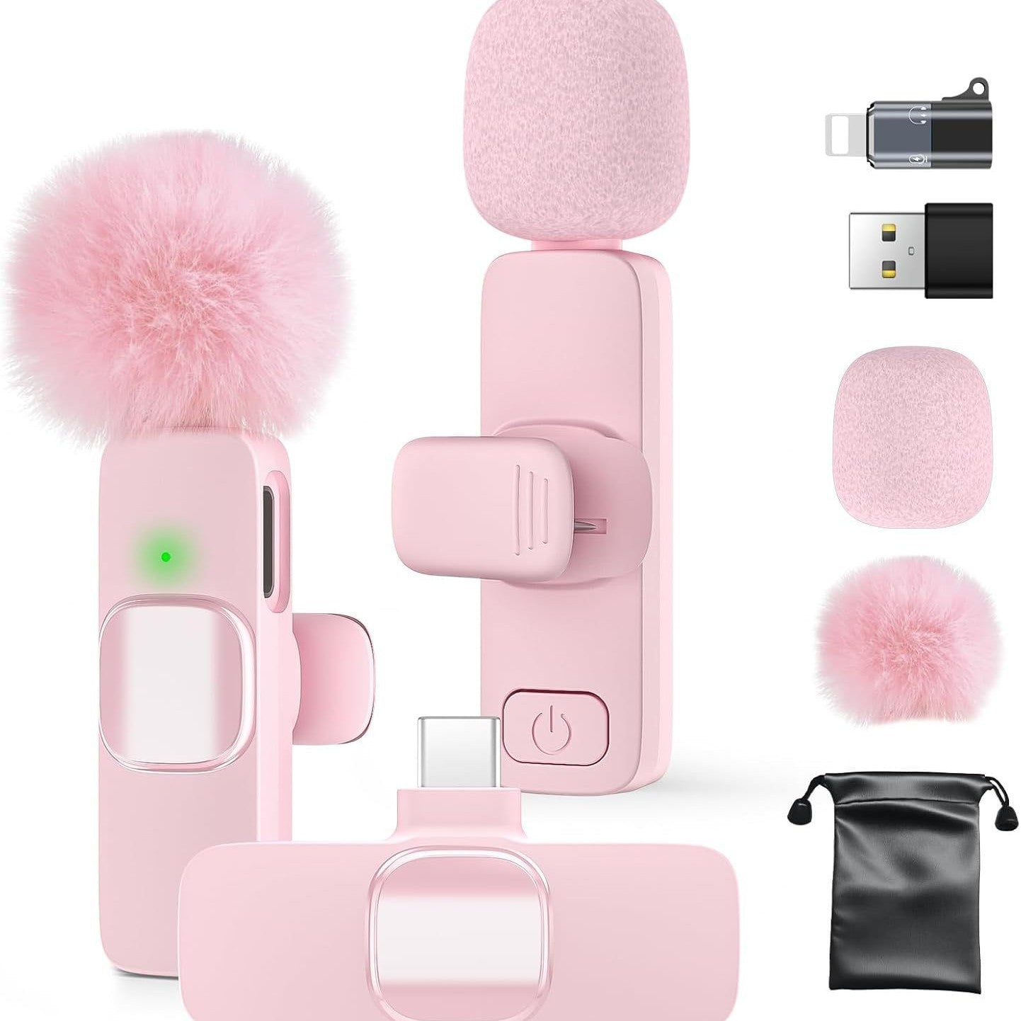 K9 Pink Wireless Lavalier Microphone with Noise Reduction