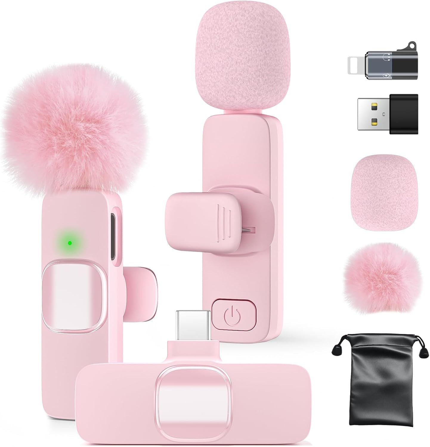 K9 Pink Wireless Lavalier Microphone with Noise Reduction