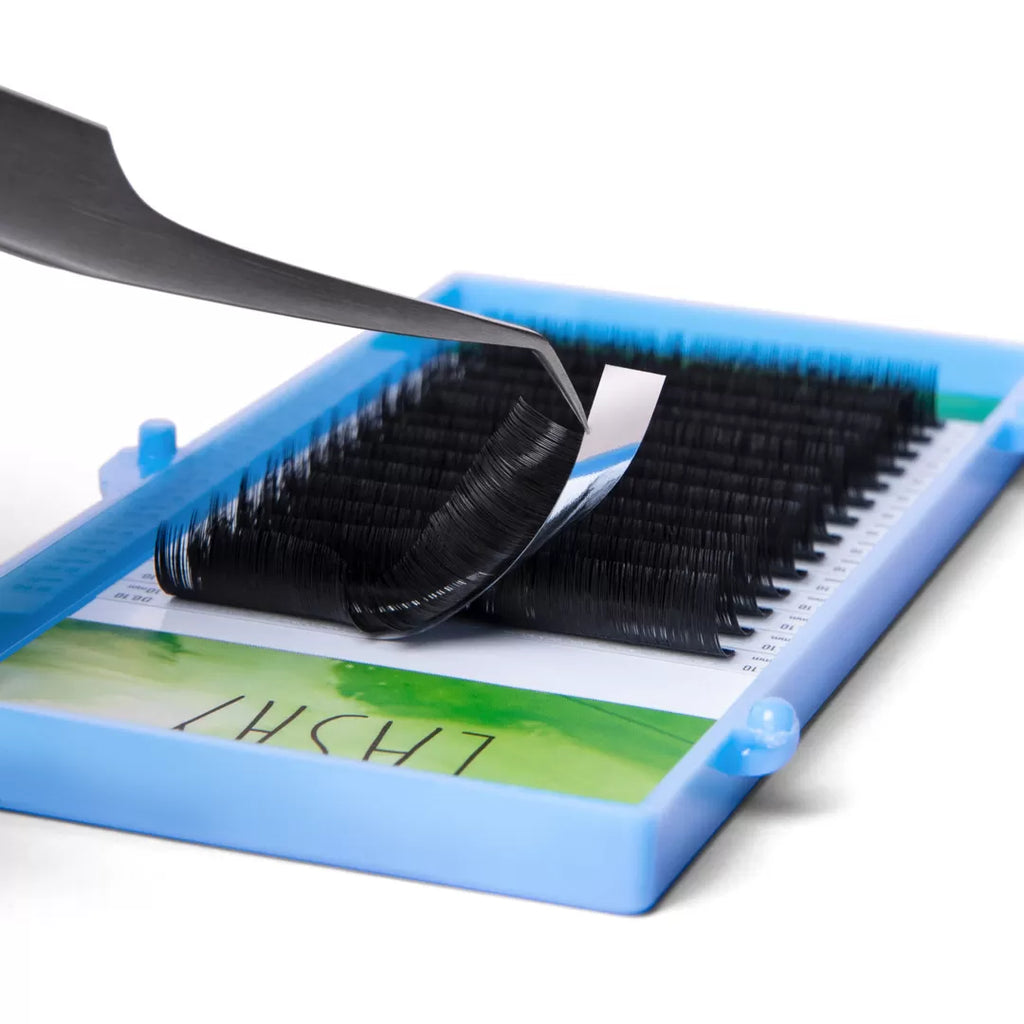 Lashy Green Eyelash Extensions | 16 Lines | MIX | Black | C C+ CC D Curl | 0.07 & 0.10 | 4–15mm