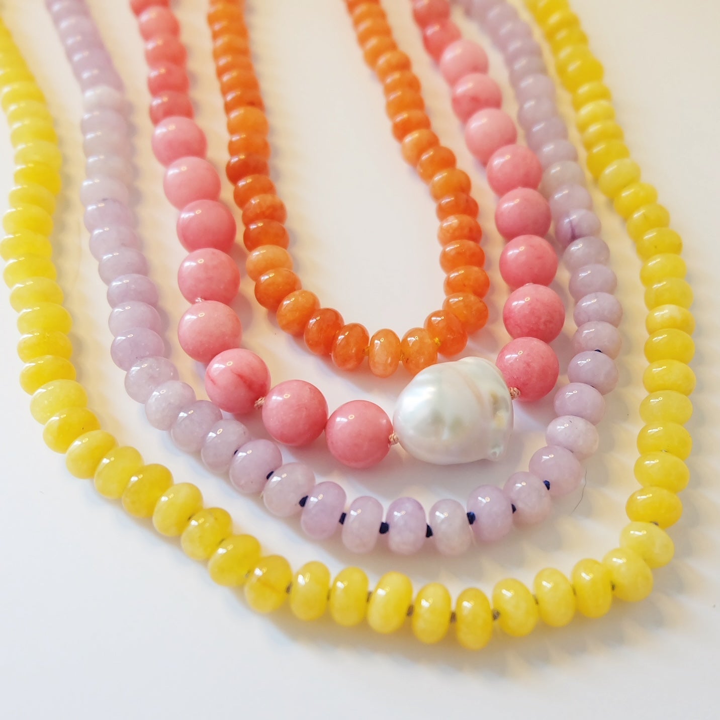 Yellow Lemon Jade Hand-Knotted Candy Necklace (14K Gold-Filled)